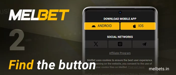 Find the download buttons for the Melbet app