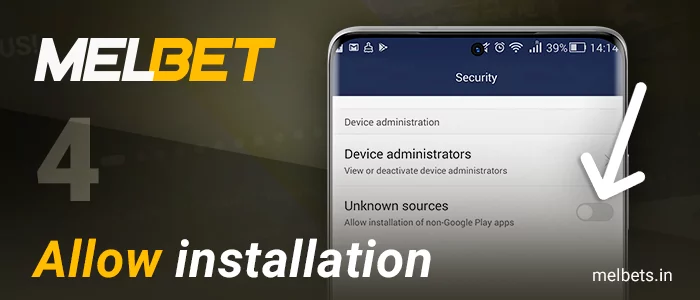 Allow installation for Melbet android app