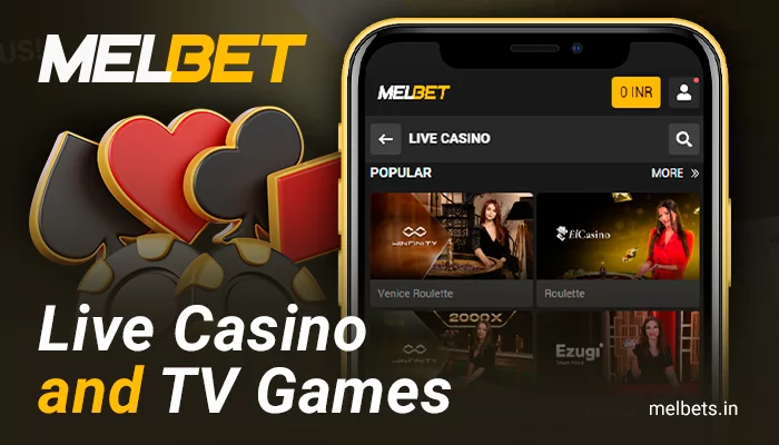 Live casino in Melbet app - play baccarat, poker and more