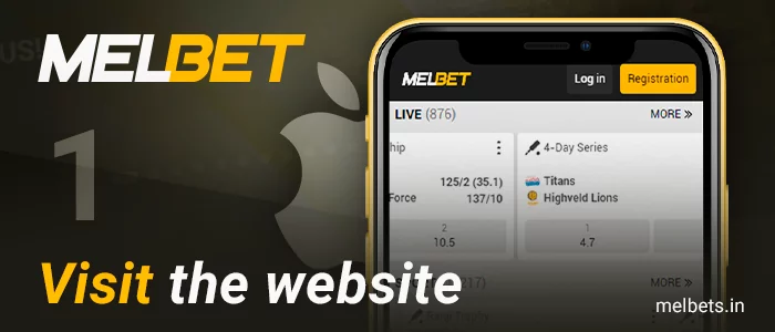 Access the Melbet website through safari