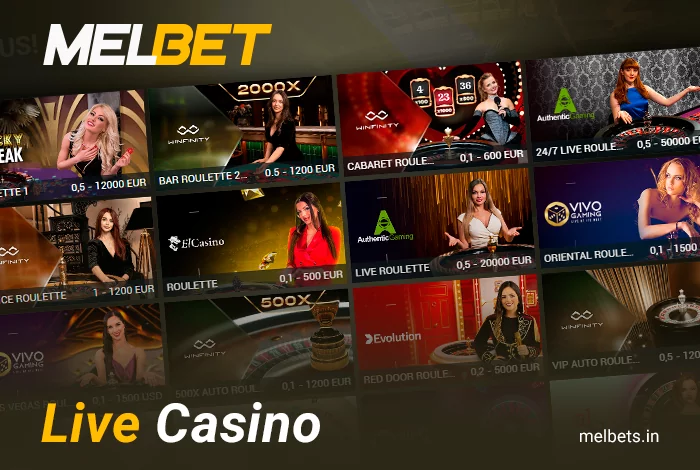 Live casino section on Melbet website