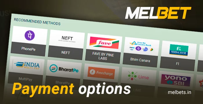 Current payment methods at Melbet Casino