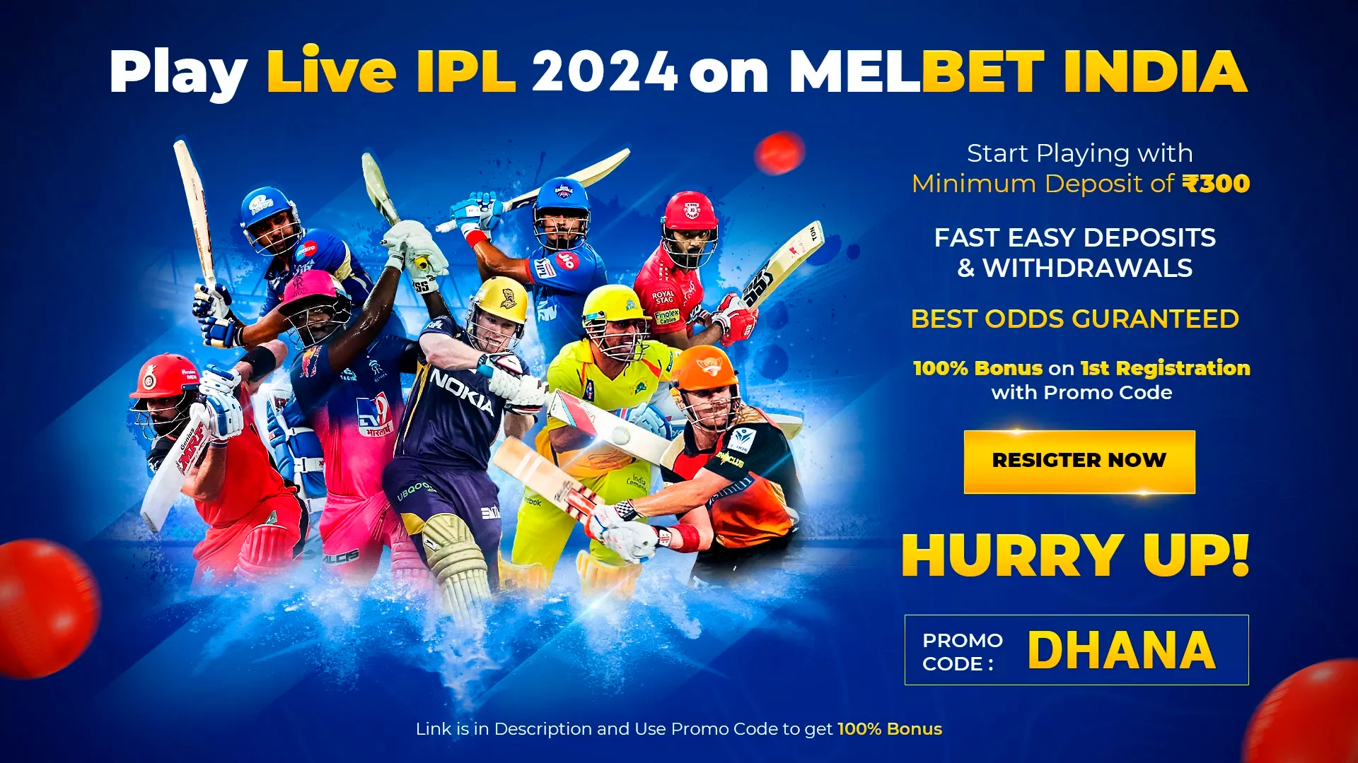 मेलबेट इंडिया पर लाइव आईपीएल 2024 खेलें