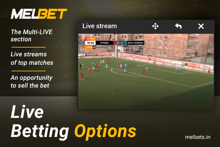 Live betting features at Melbet bookmaker