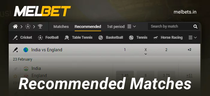 Sports Match Recommendation on Melbet India