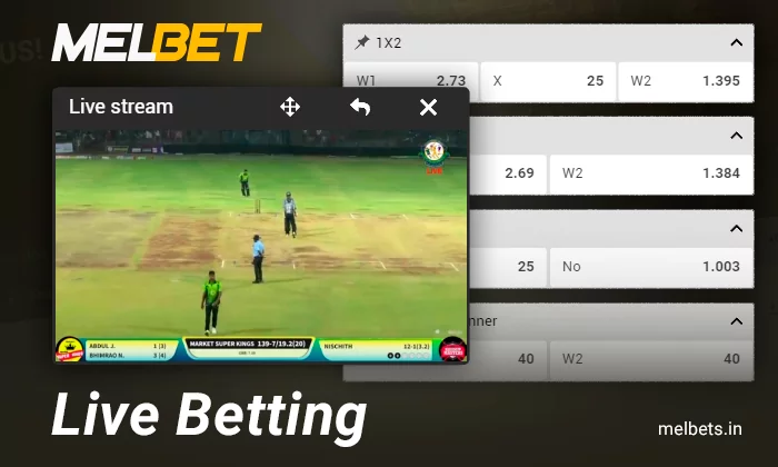 Live betting for Melbet players