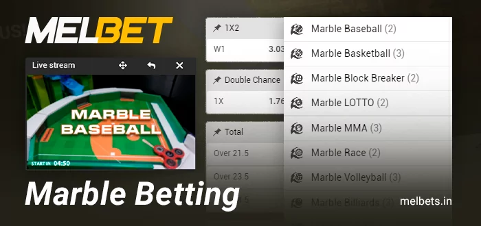 Marble betting for Indian Melbet players