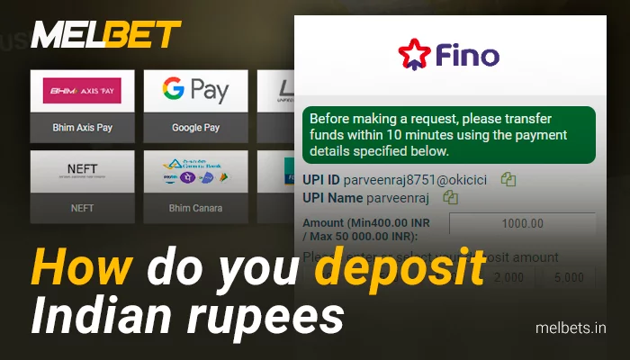 Instructions on how to deposit on Melbet India