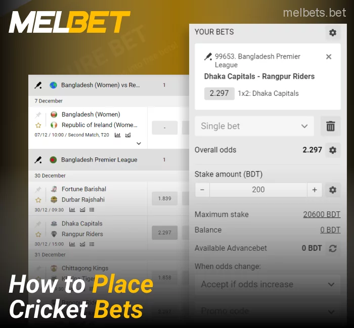 Bet on cricket at Melbet Bangladesh