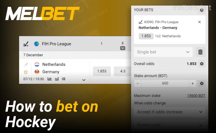 Bet on a hockey match at Melbet - guide