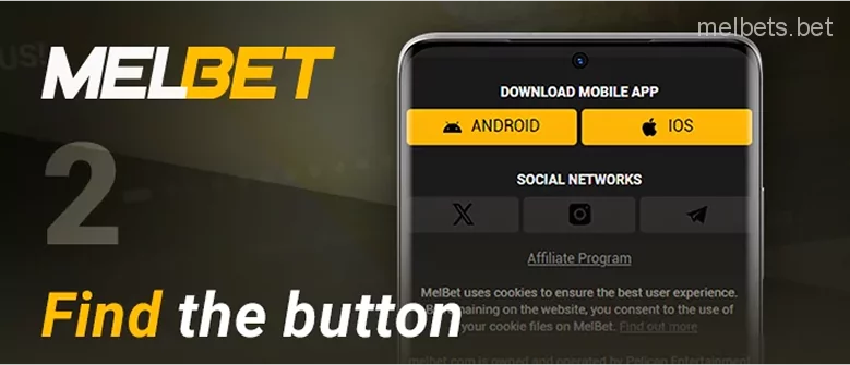 Find the download buttons for the Melbet app