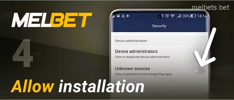 Allow installation for Melbet android app