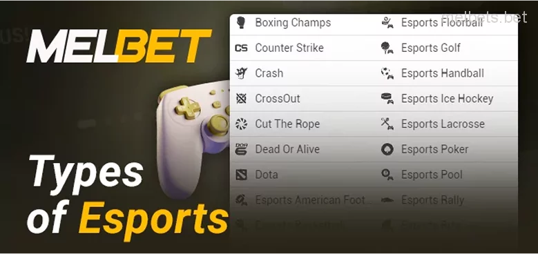 Types of esoprts for online betting at Melbet