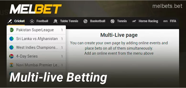 Collect Multi-live Bets on Melbet website