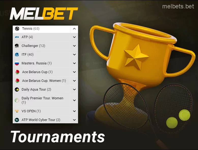 Tennis match tournaments on Melbet website